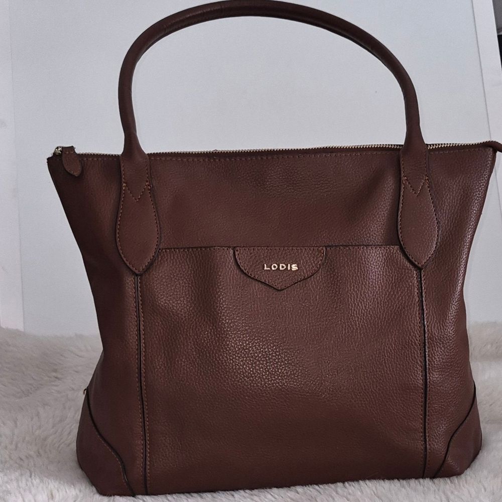 Lodis Brown Pebbled Leather Tote